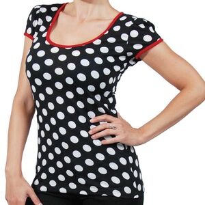 Rock Steady black & white polka dot top